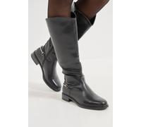 Wallis Emma Faux Leather Stirrup Detail Knee High Riding Boots In Black black