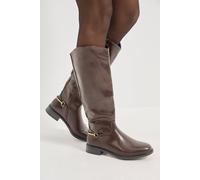 Wallis Women's Emma Faux Leather Stirrup Detail Knee High Riding Boots in Chocolate | Size: 4 Wallis Chocolate 4