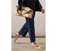 Wallis Evelyn Asymmetric Slingback Kitten Heel Court Shoes In Bone bone