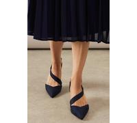 Wallis Evelyn Asymmetric Slingback Kitten Heel Court Shoes In Navy navy
