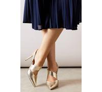 Wallis Women's Evie Asymmetric Pointed Stiletto High Heel Court Shoes in Gold | Size: 4 Wallis Gold 4