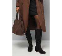 Wallis Women's Extra Wide Fit Hallen Stretch Back Medium Block Heel Knee Boots in Natural Black | Size: 4 Wallis Natural Black 4