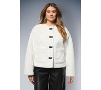 Wallis Faux Fur Button Detail Coat In Ivory ivory