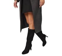 Wallis Women's Faux Suede Round Toe High Heel Knee Boots in Natural Black | Size: 4 Wallis Natural Black 4