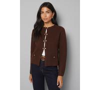 Wallis Women's Fitted Double Button Knitted Jacket in Dark Brown | Size: Medium Wallis Dark Brown M