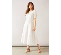 Wallis Floral Broderie Fit & Flare Midi Dress In Ivory ivory 16