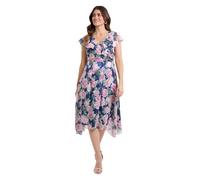 Wallis Floral Burn Out Ruffle Midi Dress In Navy navy