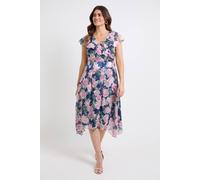 Wallis Women's Floral Burn Out Ruffle Midi Dress in Navy | Size: 18 Wallis Navy 18