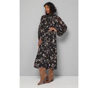 Wallis Women's Floral Burn Out Tie Neck Midi Dress in Black | Size: 12 Wallis Black 12
