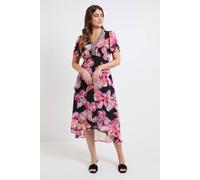 Wallis Women's Floral Chiffon Sequin Insert Midi Dress in Black | Size: 18 Wallis Black 18