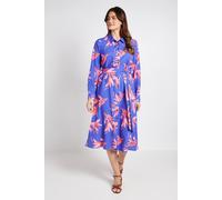 Wallis Women's FLORAL Collared Button Through Shirt Dress in Blue | Size: 18 Wallis Blue 18