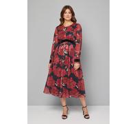 Wallis Floral Contrast Velvet Midi Dress In Black black 18