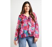 Wallis Floral Double Ruffle Blouse In Blue blue
