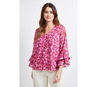 Wallis Floral Flute Sleeve Top In Pink pink