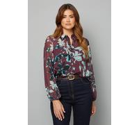 Wallis Floral High Low Hem Longline Shirt In Plum plum 14
