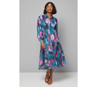 Wallis Floral Jacquard Button Through Shirt Dress In Green green 14