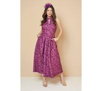 Wallis Floral Jacquard Halterneck Midaxi Dress In Plum plum 14