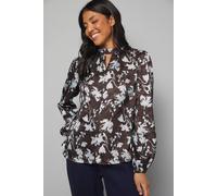 Wallis Floral Jacquard High Neck Blouse In Chocolate chocolate 12