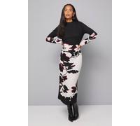 Wallis Floral Jacquard Knitted Dress In Black black S