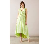 Wallis Floral Jacquard Ruffle Hi-Low Midi Dress In Lime lime 12