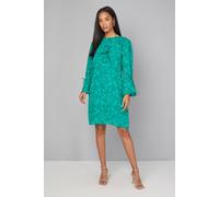 Wallis Floral Jacquard Ruffle Shift Dress In Green green 20