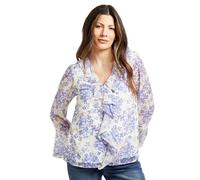 Wallis Floral Lace Trim Ruffle Blouse, 14, Ivory