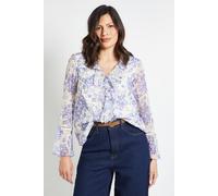 Wallis Floral Lace Trim Ruffle Blouse In Ivory ivory