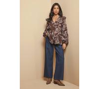 Wallis Floral Ladder Trim Insert Blouse In Chocolate chocolate 10