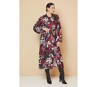 Wallis Floral Mix Print D Ring Shirt Dress In Berry berry