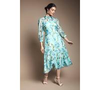 Wallis Floral Organza Button Midi Dress In Mint mint