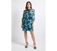 Wallis Floral Organza Button Shift Dress In Green green 20