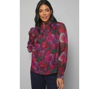 Wallis Floral Organza Collarless Blouse In Black black 8