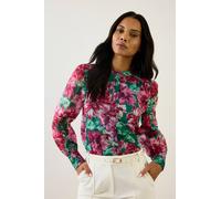 Wallis Women's Floral Organza Collarless Shirt in Green | Size: 10 Wallis Green 10