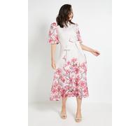 Wallis Floral Organza Pintuck Midi Shirt Dress In Ivory ivory