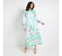 Wallis Floral Placement Print Maxi Shirt Dress IVORY SIZE 10
