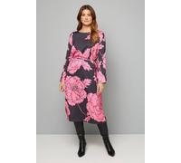 Wallis Floral Print Belted Column Dress In Pink pink 10