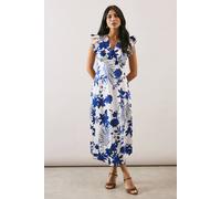 Wallis Floral Print Bias Cut Satin V Neck Dress In Ivory ivory 12