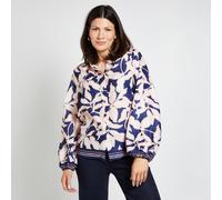 Wallis Floral Print Button Through Top NAVY SIZE 10