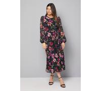 Wallis Floral Print Pleated Midi Dress In Black black 14