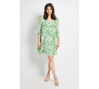 Wallis Women's Floral Print Ruffle Shift Dress in Green | Size: 16 Wallis Green 16