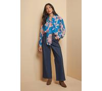 Wallis Floral Print Tie Neck Blouse In Teal teal 20