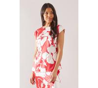 Wallis Floral Printed Satin Top In Red red 8