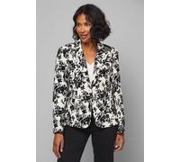 Wallis Floral Puff Sleeve Jacket In Cream cream