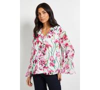 Wallis Women's Floral Ruffle Detail Blouse in Ivory | Size: 18 Wallis Ivory 18