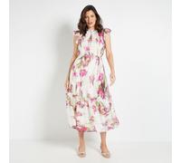 Wallis Floral Ruffle Midi Dress MULTI SIZE 12