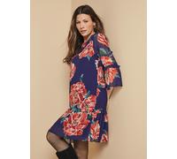 WALLIS Floral Ruffle Sleeve Drop Hem Shift Dress 10