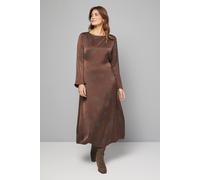 Wallis Floral Satin Bias Cut Midi Dress In Chocolate chocolate 10