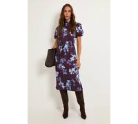 Wallis Floral Satin Midi Dress In Brown brown