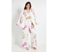 Wallis Women's Floral Satin Trouser Coord in Ivory | Size: 14 Wallis Ivory 14