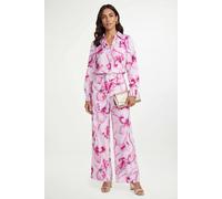 Wallis Women's Floral Satin Wide Leg Trouser in Pink | Size: 20 Wallis Pink 20